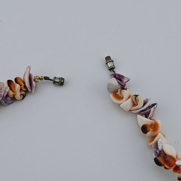 Multicolor Beaded Swirly Shell Necklace Natural Beachy Mermaidcore Tiki Party - Picture 5 of 5